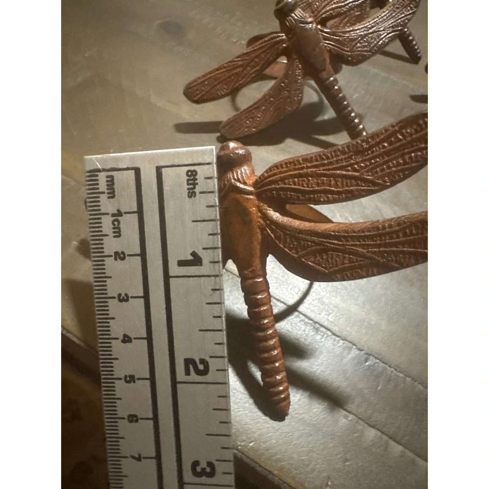 Pier 1 Dragonfly Napkin Rings Set of 4 Copper Bronze Metal Nature Rustic Decor